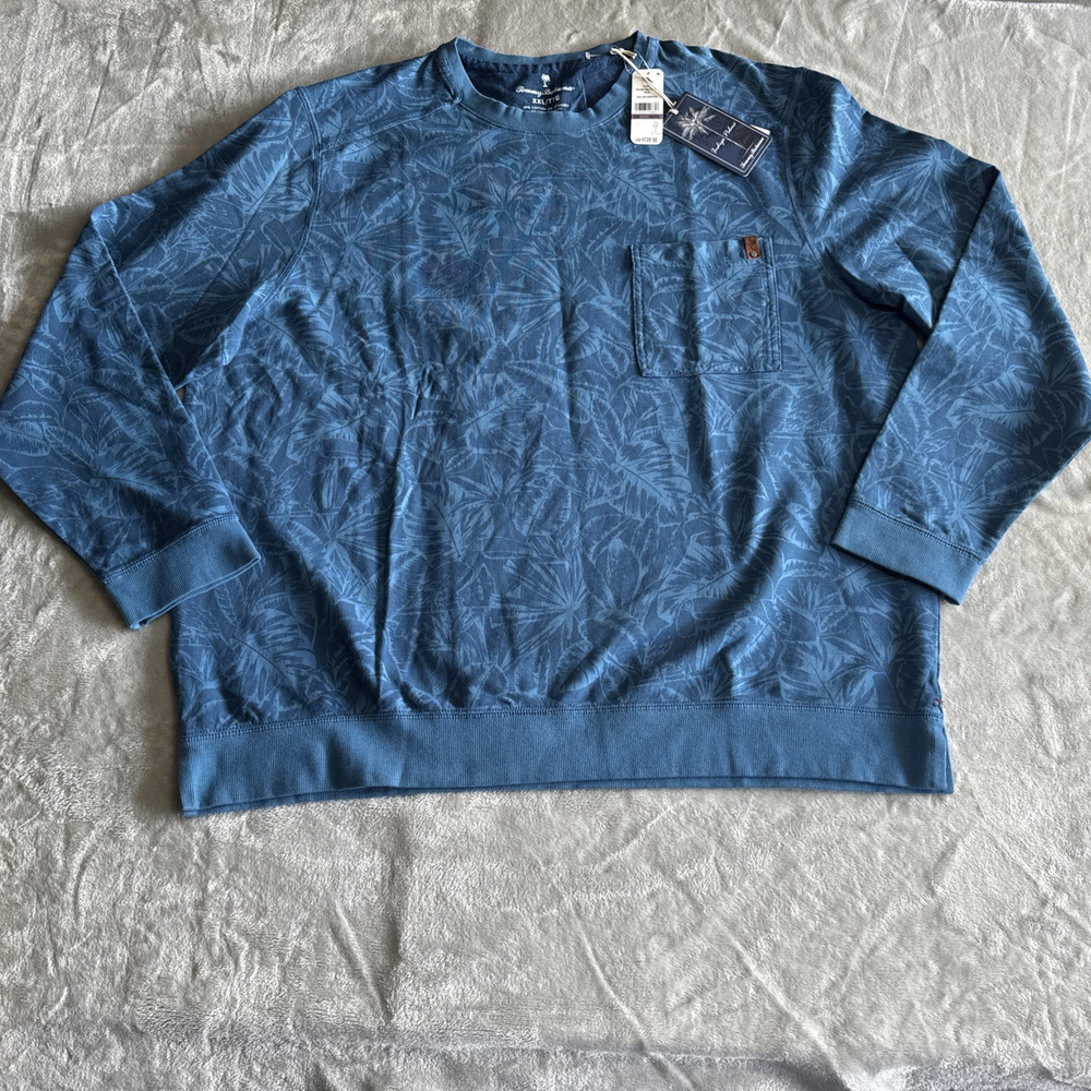 Tommy Bahama NEW Ben & Terry Twilight Palms Men Sweatshirt XXL Blue Pullover